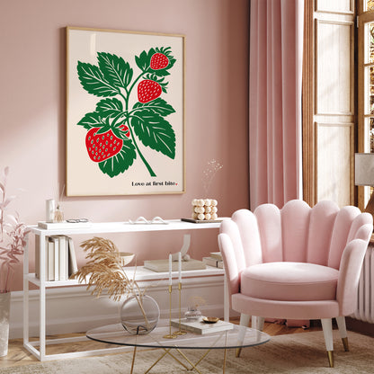 Love at first bite - Strawberry Art Print