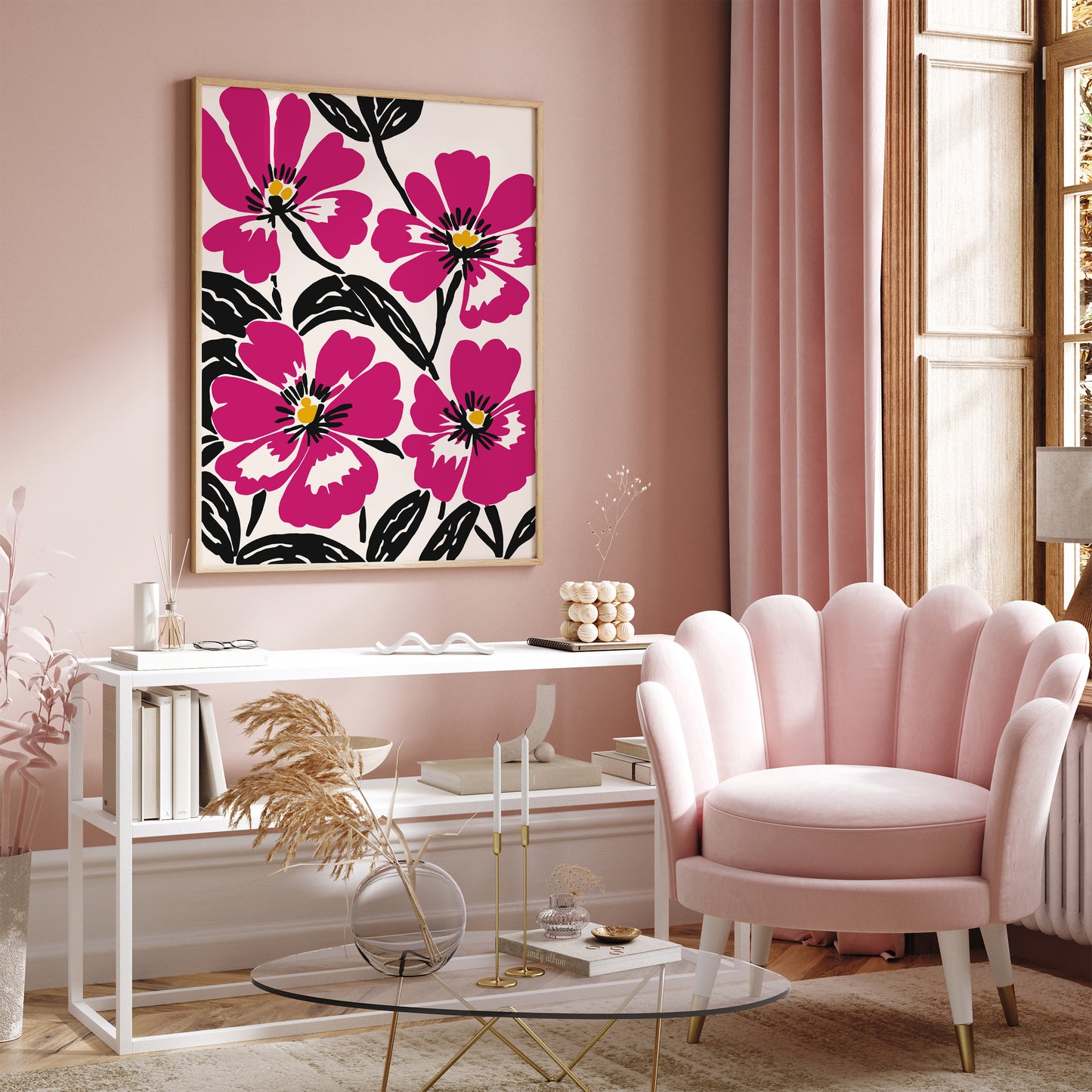 Magenta Flowers Wall Art