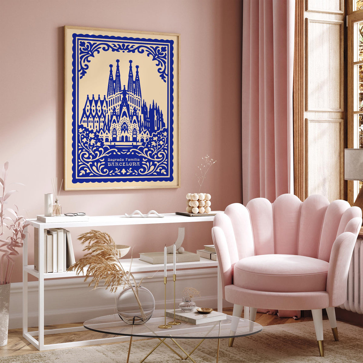 Sagrada Familia Barcelona Blue Poster