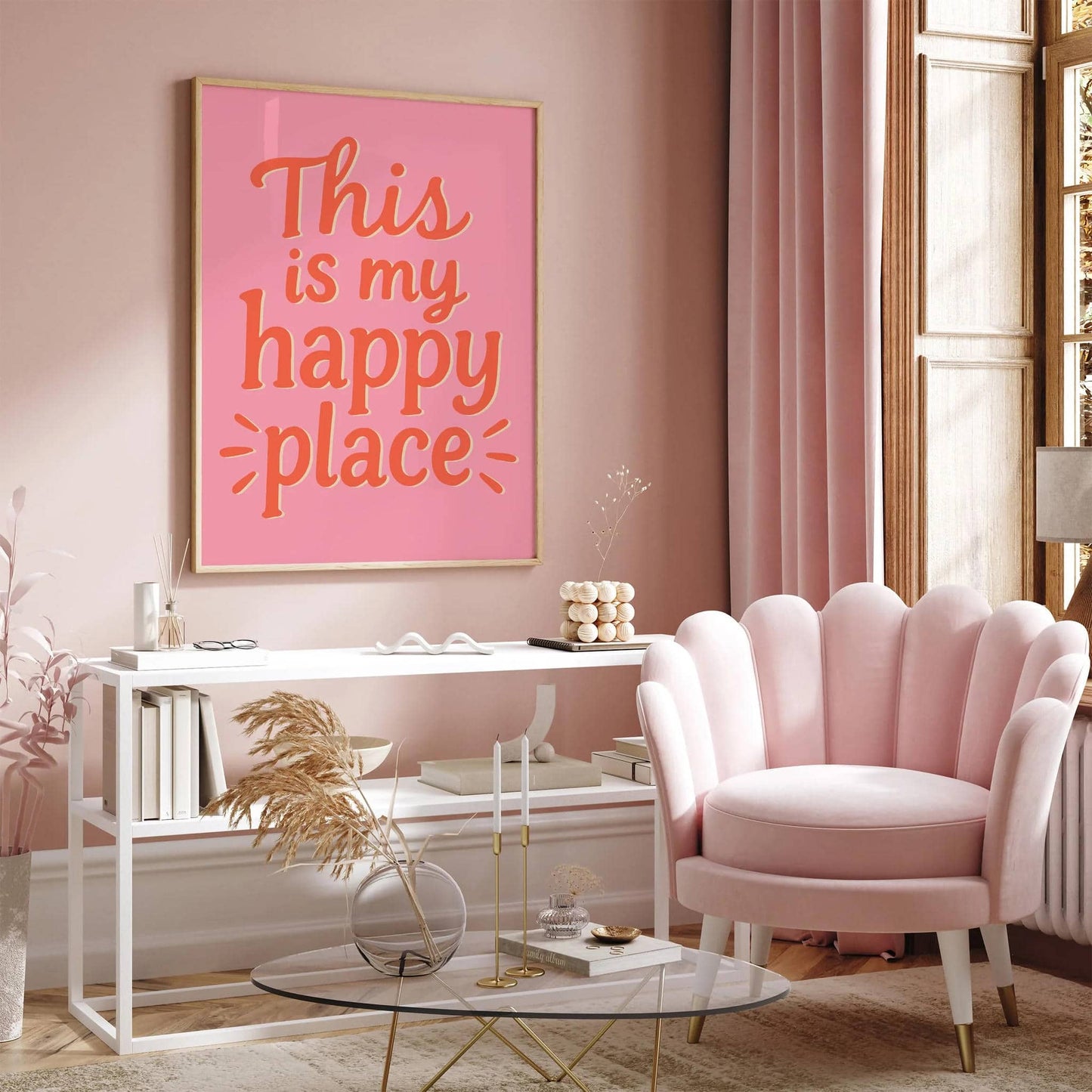 This is my happy place Poster - Positive Quote Pink Art Print