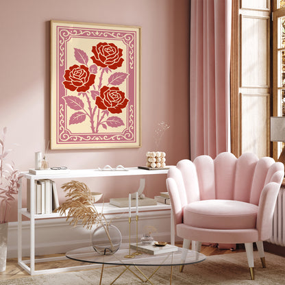 Red Roses Rococo Art Print
