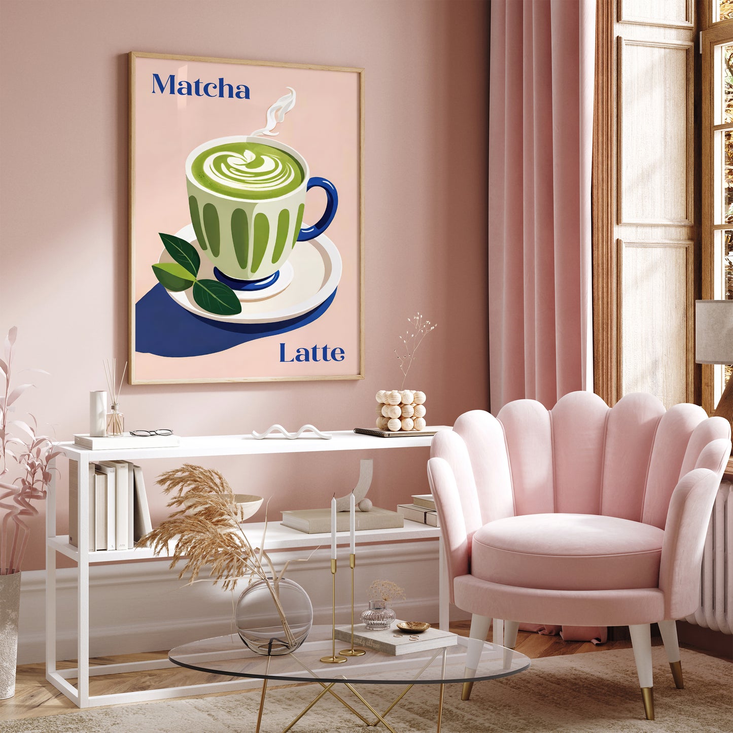 Matcha Latte Drink Kitchen Wall Art