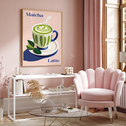 Matcha Latte Drink Kitchen Wall Art