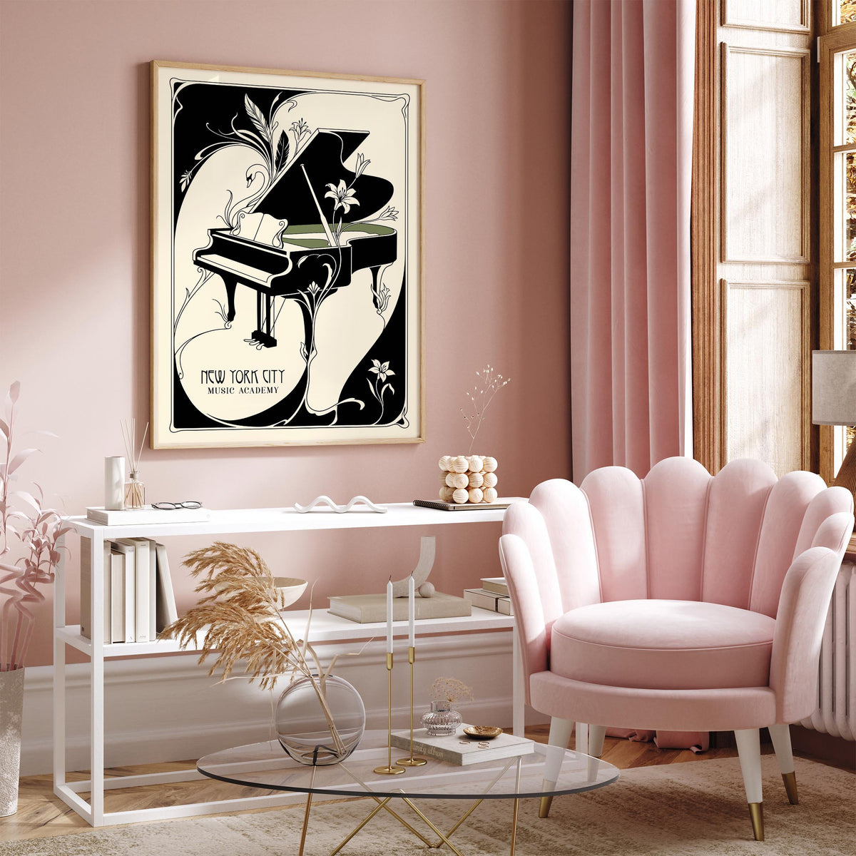 New York City Music Academy Art Nouveau Poster