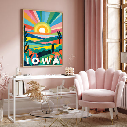 Iowa Art Print - Iconic Travel Wall Decor