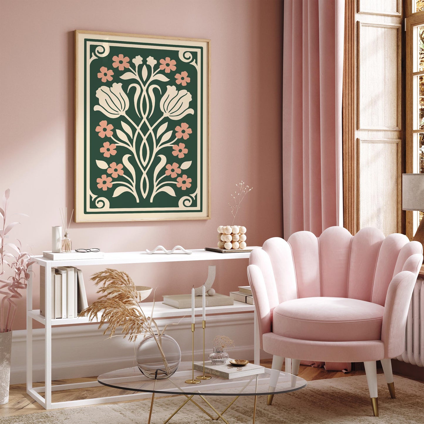 Art Nouveau Floral Wall Art Print