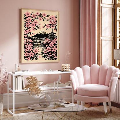 Japan Cherry Blossom Travel Poster