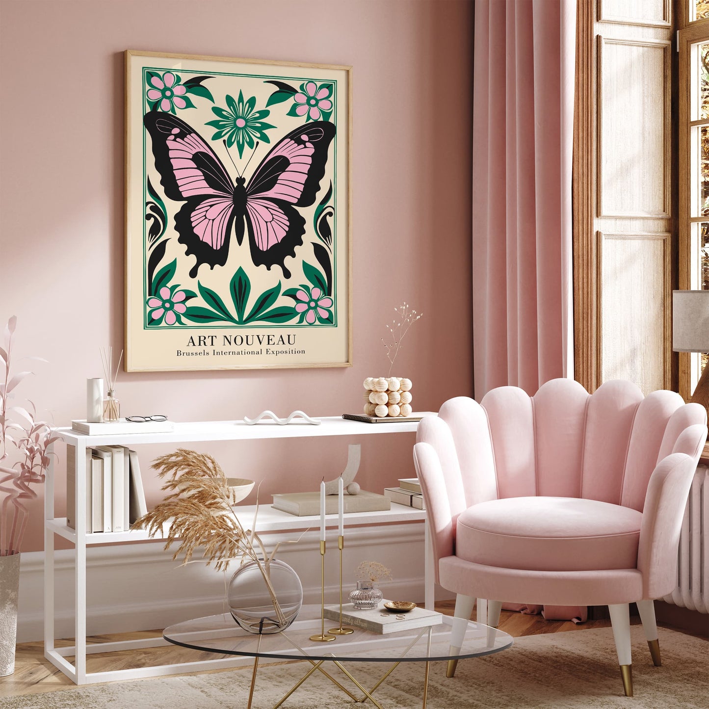 Art Nouveau Butterfly Vintage Art Print