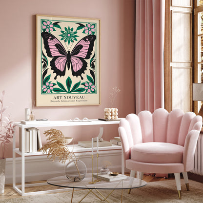 Art Nouveau Butterfly Vintage Art Print