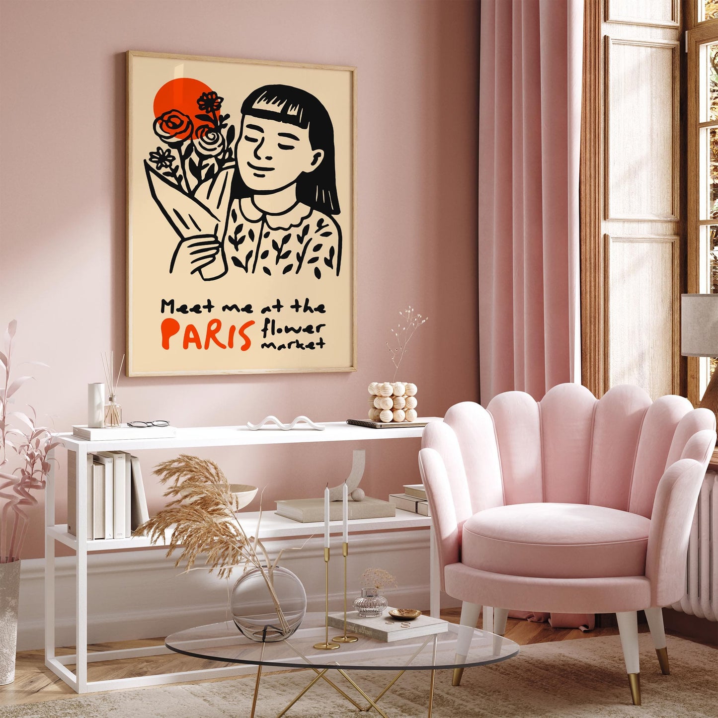 Meet me at the Paris Flower Market Poster