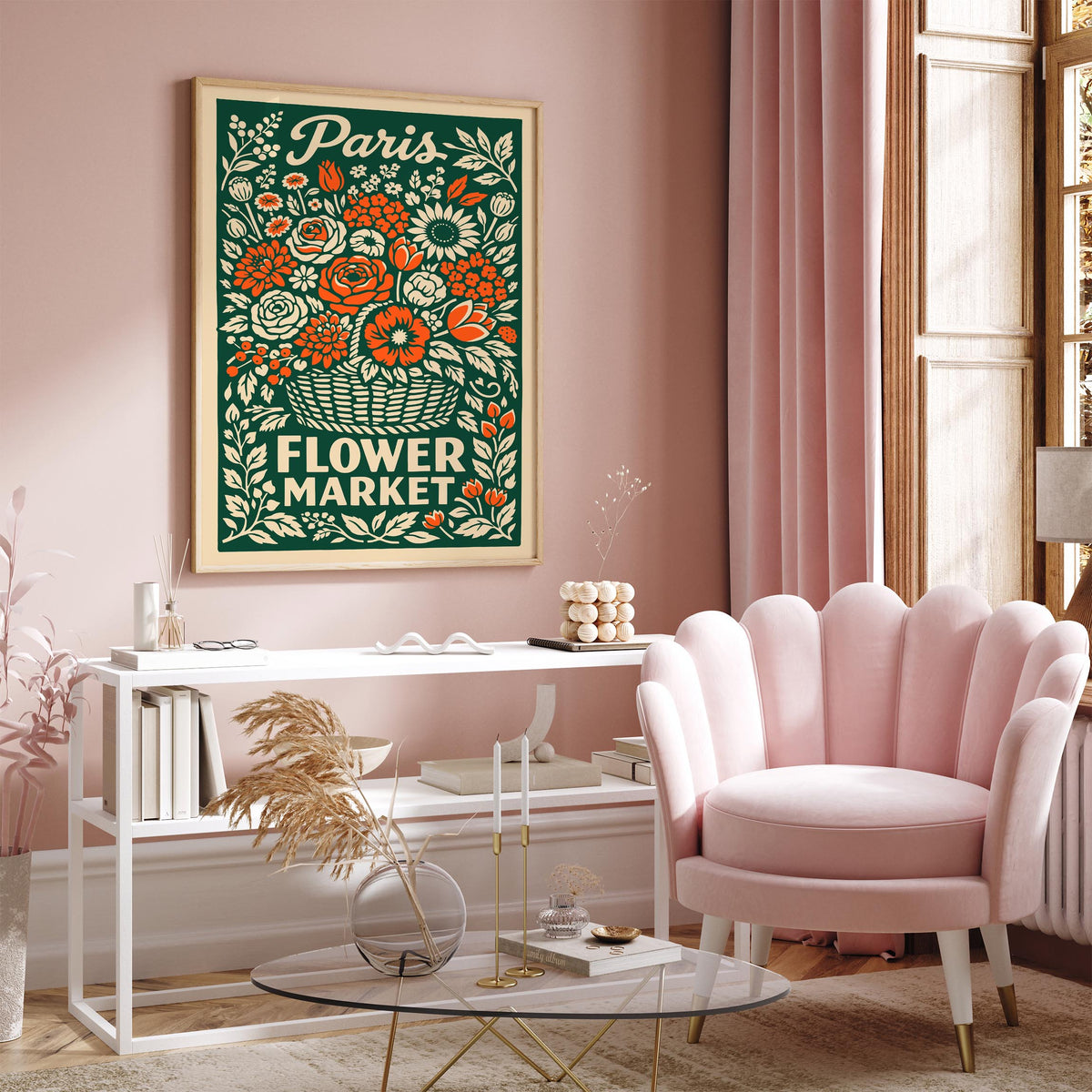 Vintage Paris Flower Market Poster
