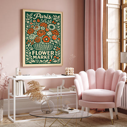 Vintage Paris Flower Market Poster
