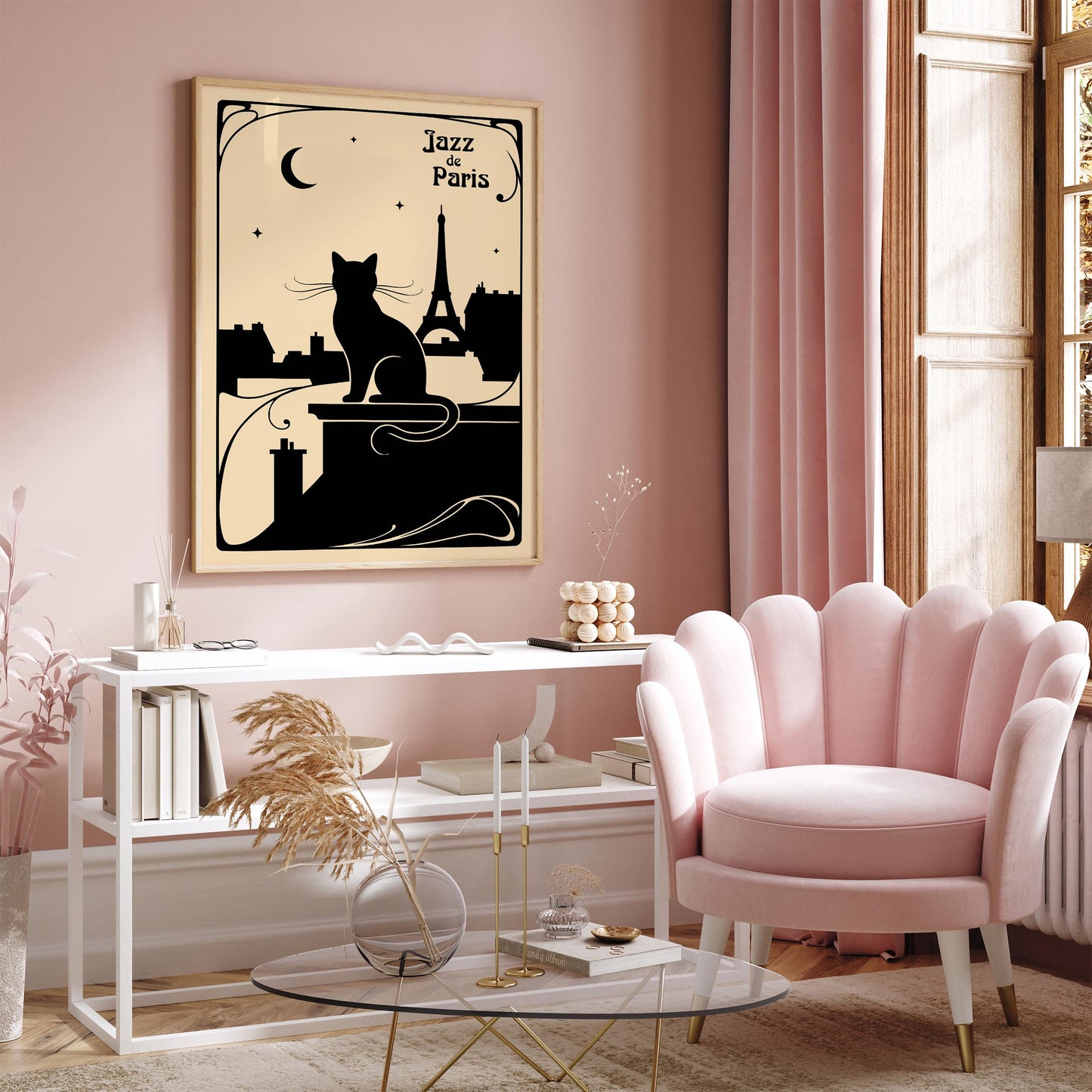 Vintage Jazz de Paris Poster – Music Cat Wall Art Print