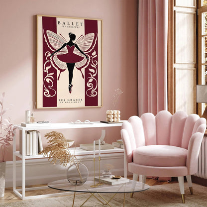 Ballet Les Danseurs Burgundy Poster