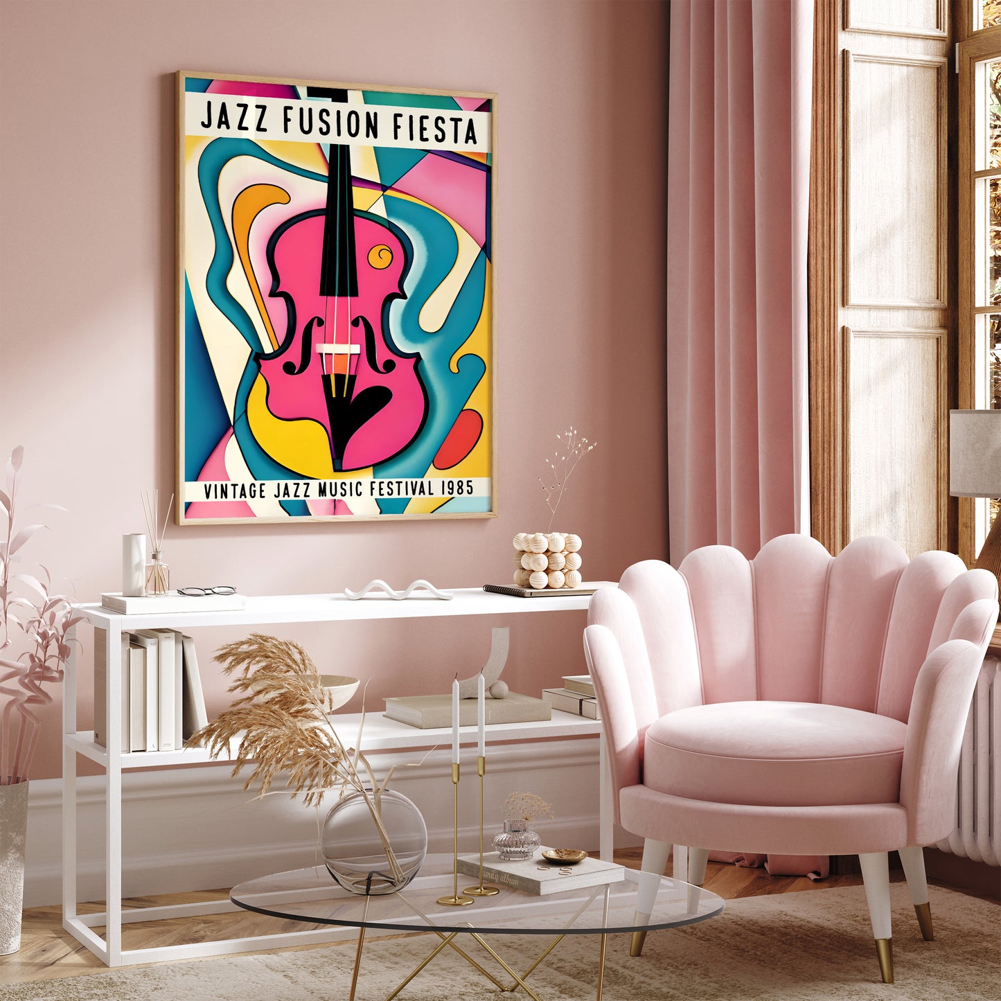 Jazz Fiesta Colorful Violin Poster