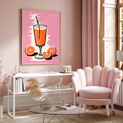 Italian Spritz, Rome 1967 Pink Kitchen Wall Art