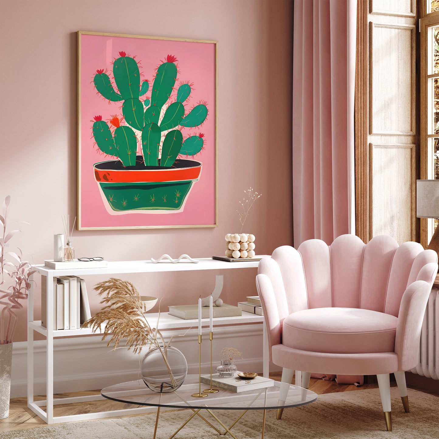 Cute Cactus Plant Pink Poster