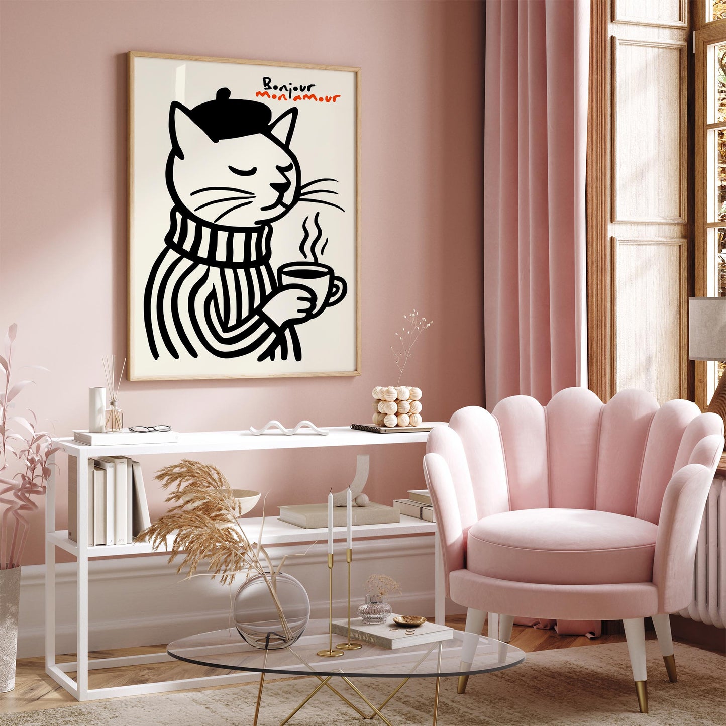Bonjour Mon Amour Poster - French Cofffee Time Wall Art