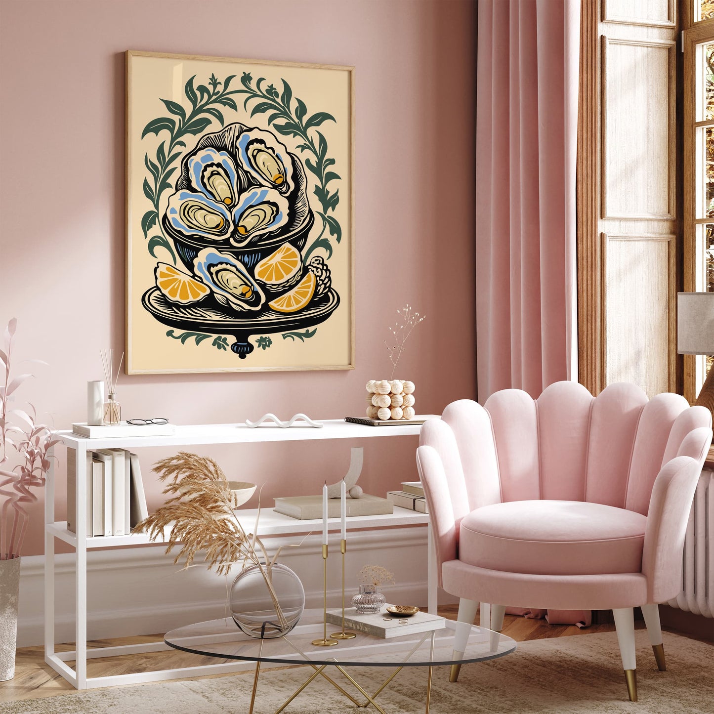 Victorian Oysters Plate Poster Kitchen Wall Decor