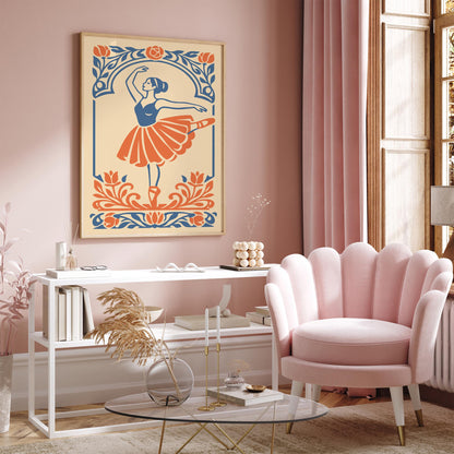 Vintage Ballerina Dancer Wall Art Print