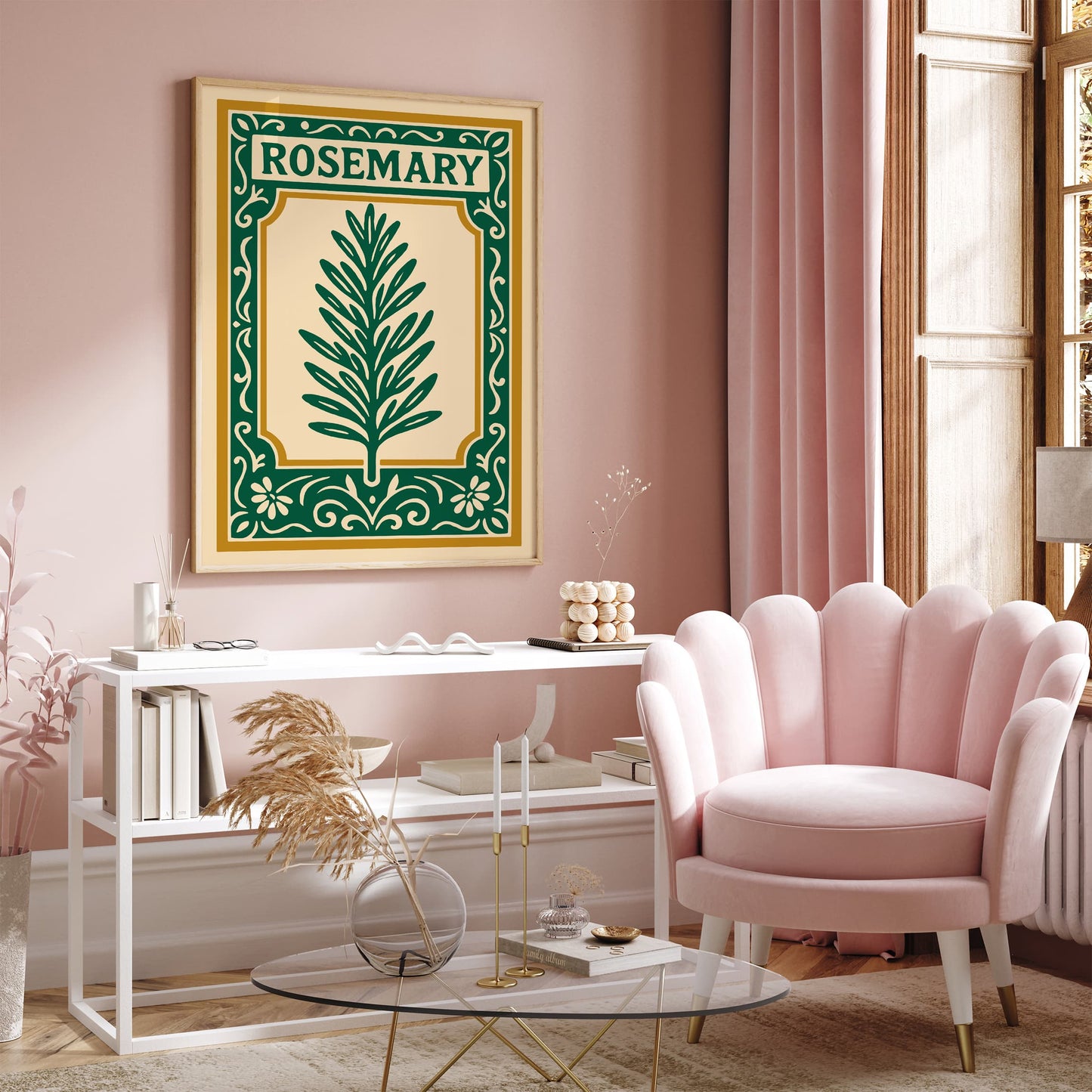 Rosemary Herb Poster - Rococo Style Kitchen Wall Decor