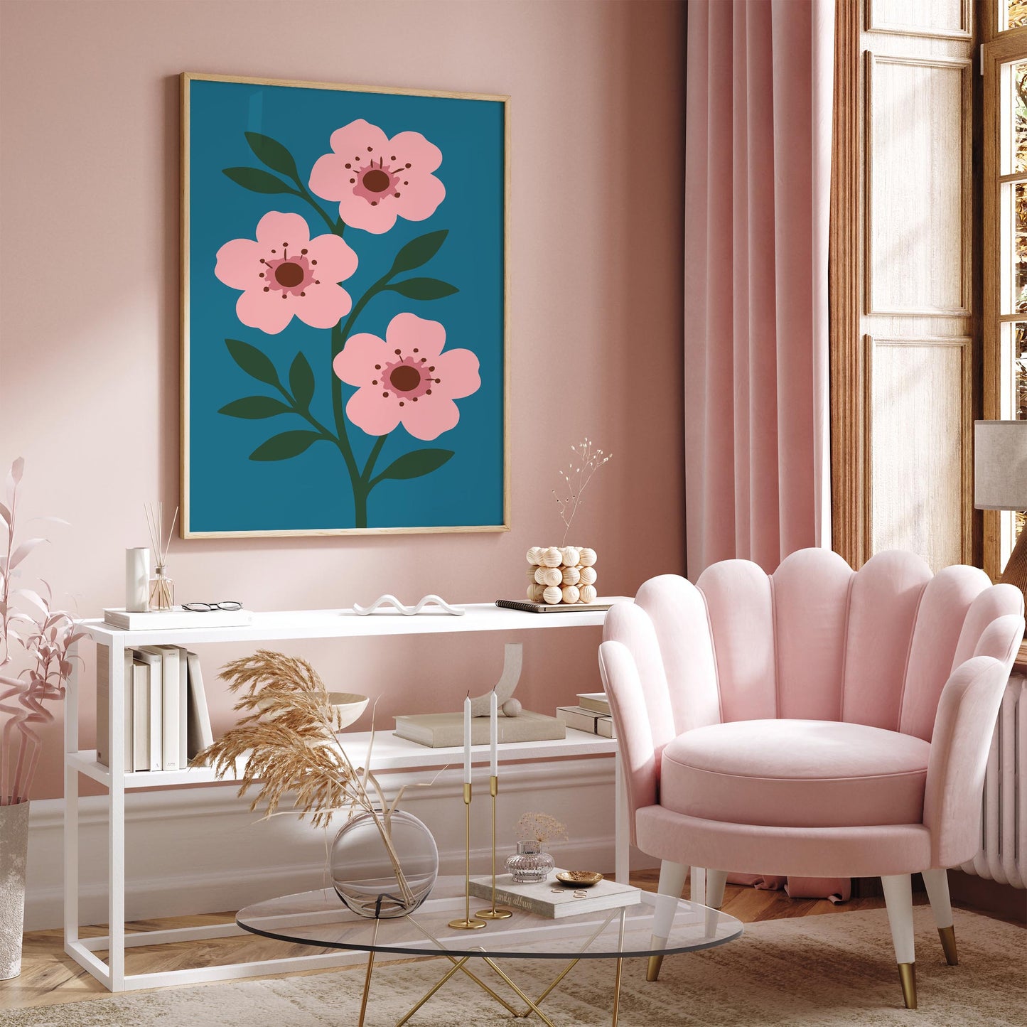 Cherry Blossom Floral Art Print - Eclectic Flowers Poster 2026