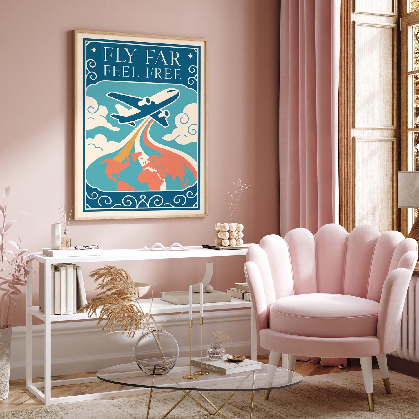 Fly Far Feel Free Poster - Motivational Quote Wall Art