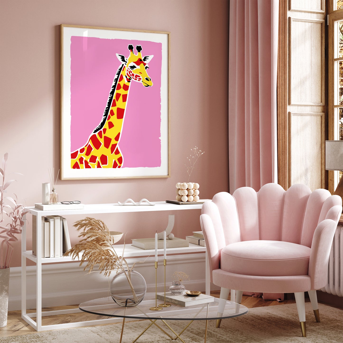 Cute Giraffe Pink Poster