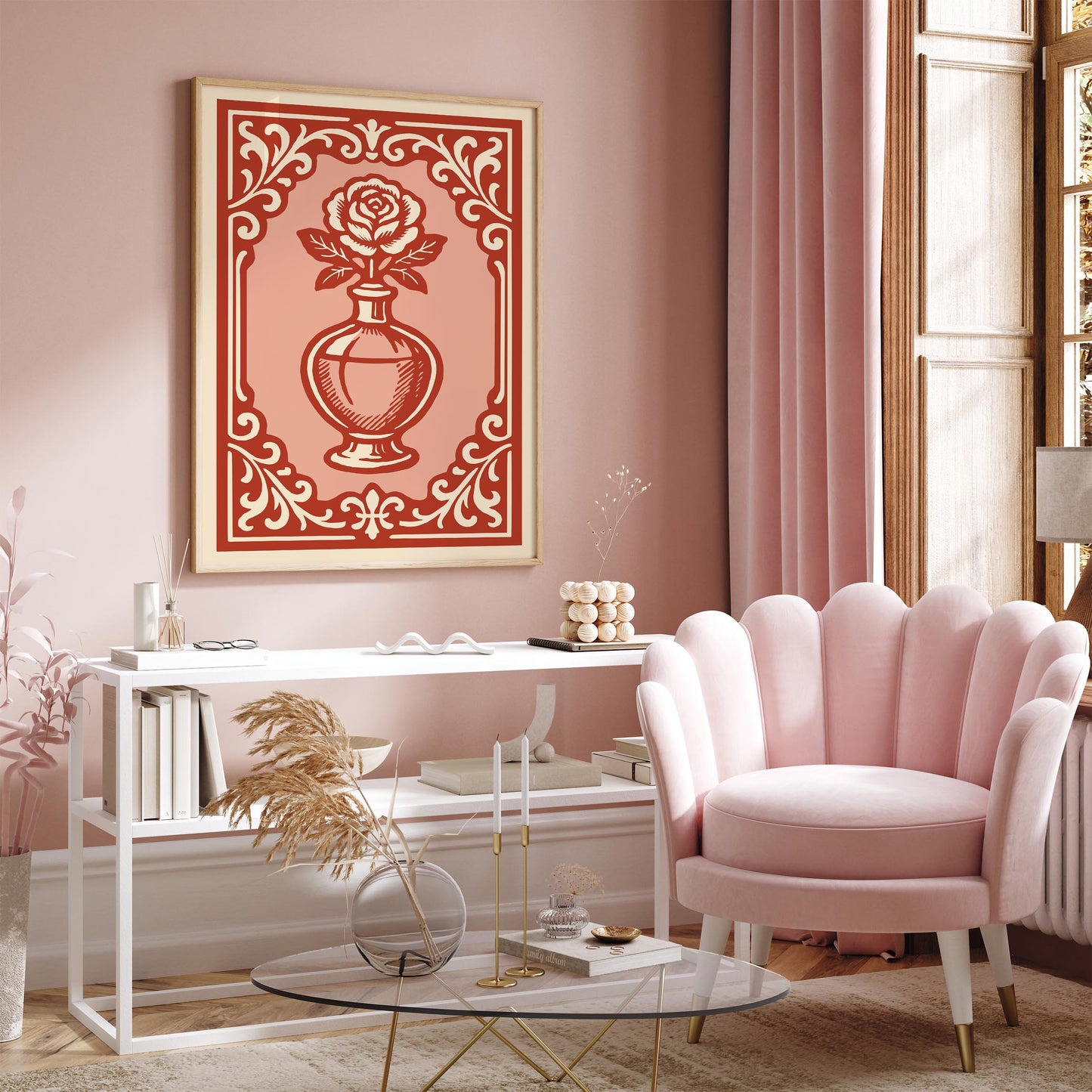 Bottle of Perfume Poster - Rococo Rose Art Print