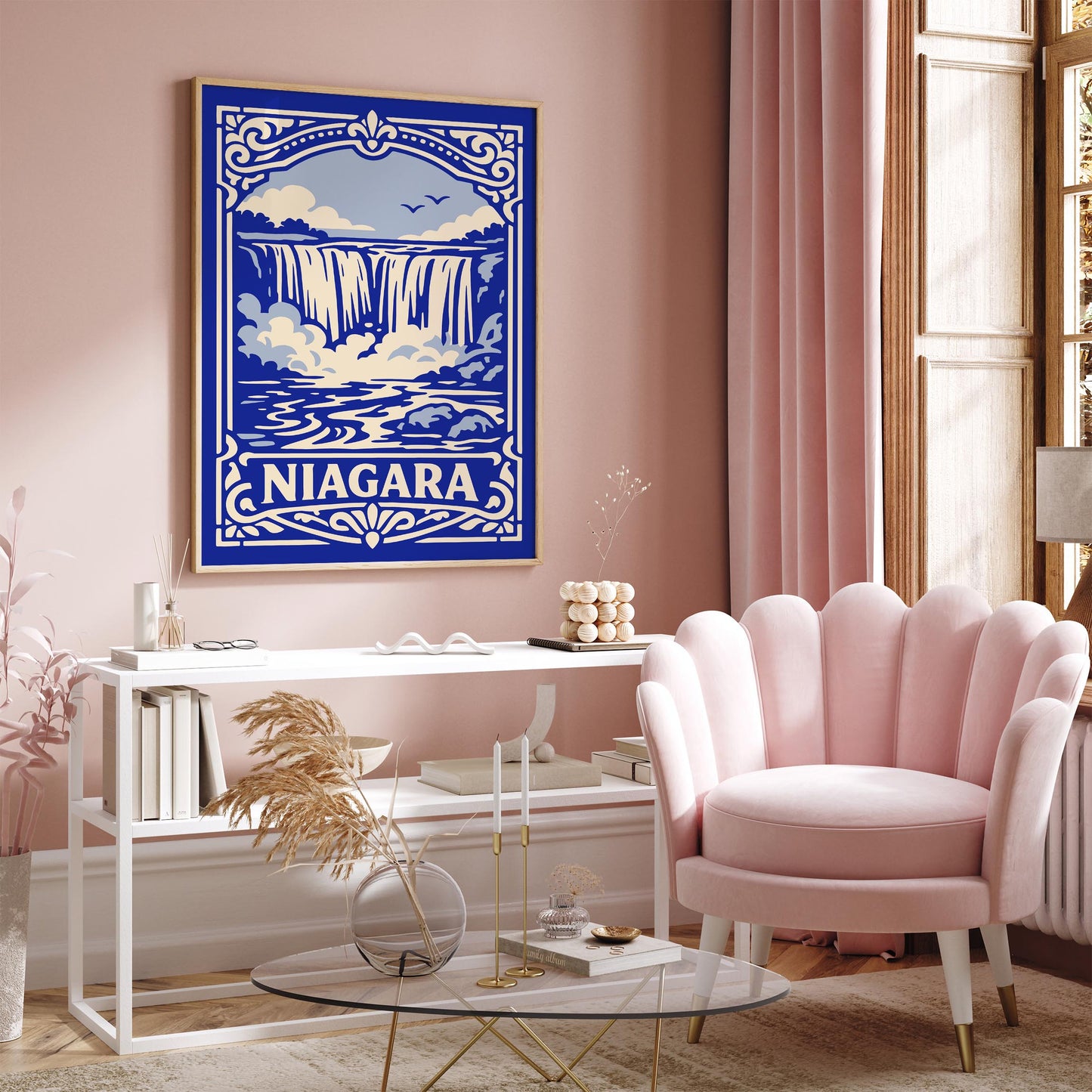 Niagara Landscape Poster - Blue Travel Wall Art Print