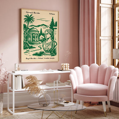 National Garden Athens Poster - Green Greece Travel Art