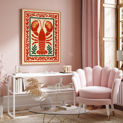 Lobster Rococo Poster - Red Kitchen Decor