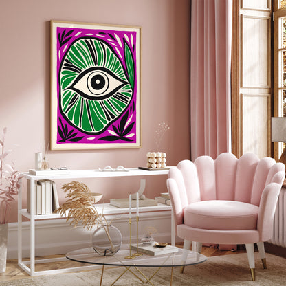 Green Eye Groovy Abstract Wall Art 2024