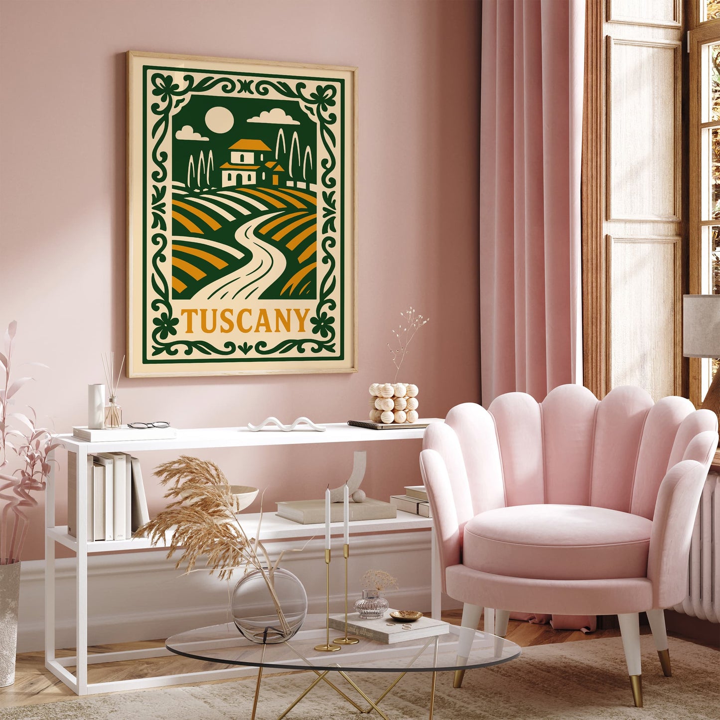 Tuscany Rococo Style Landscape Travel Poster
