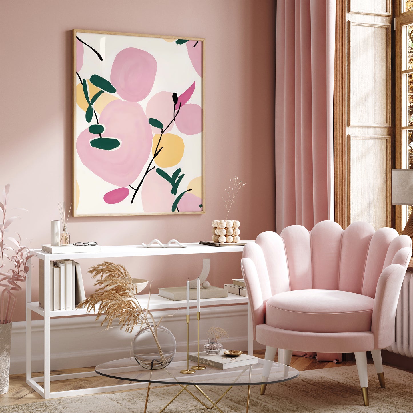 Pink Modern Abstract Art Painting