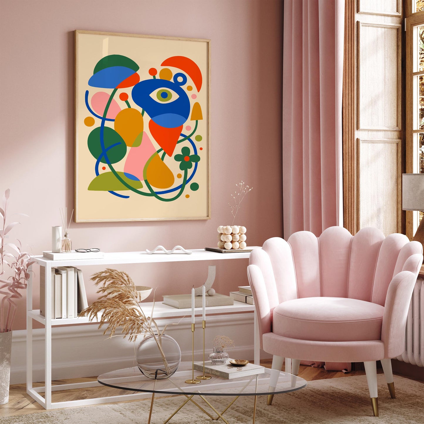 Retro Colorful Abstract Wall Art Print 2026