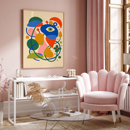 Retro Colorful Abstract Wall Art Print 2026