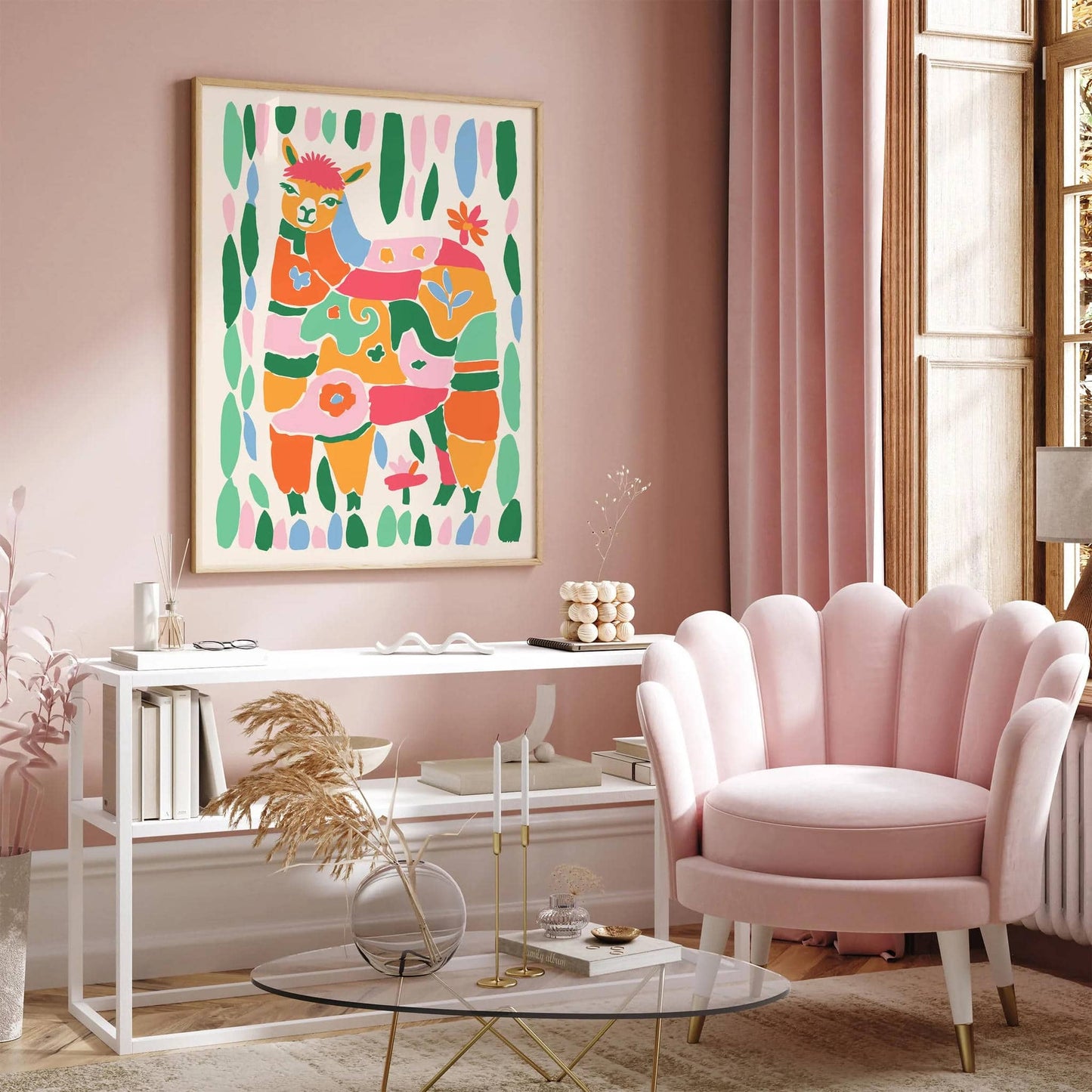 Colorful Alpaca Poster Kids Room Wall Decor