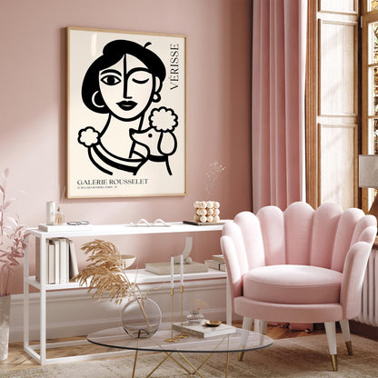 French Girl with Poodle – Black Ink Galerie Rousselet Poster