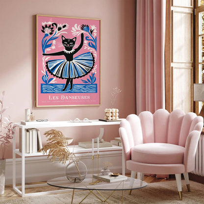 Cat Ballerina Wall Art Print
