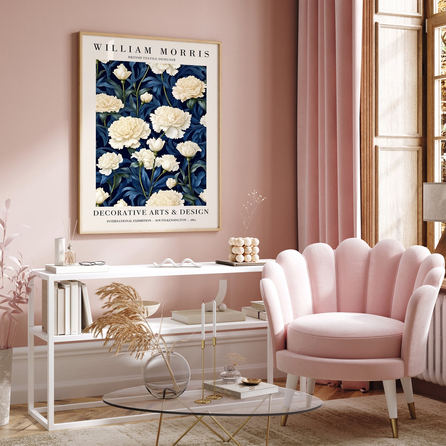 Blue W. Morris Inspired Floral Poster