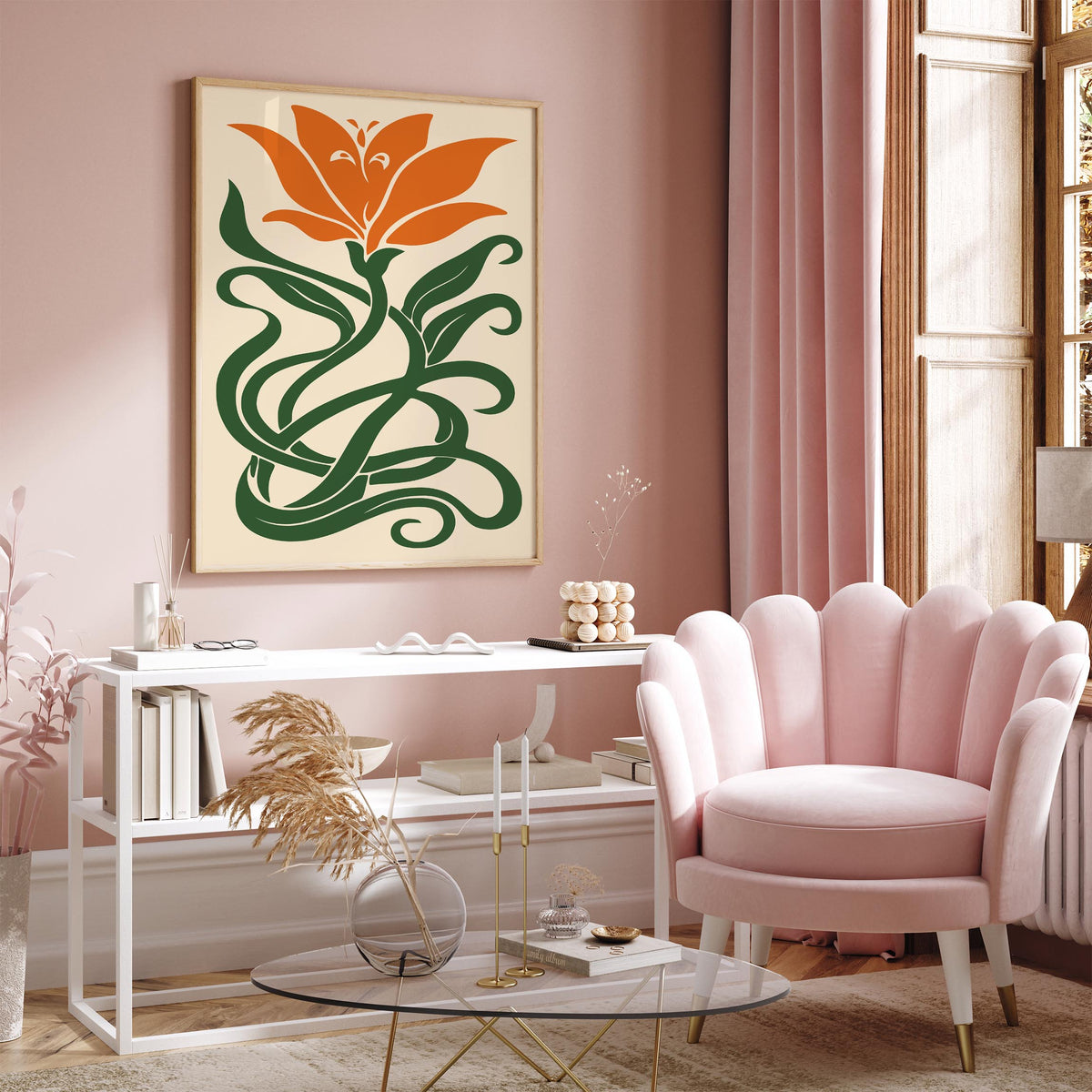 Orange Lily Flower Art Poster