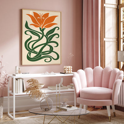 Orange Lily Flower Art Poster
