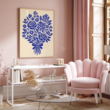 Blue Bouquet of Flowers Poster