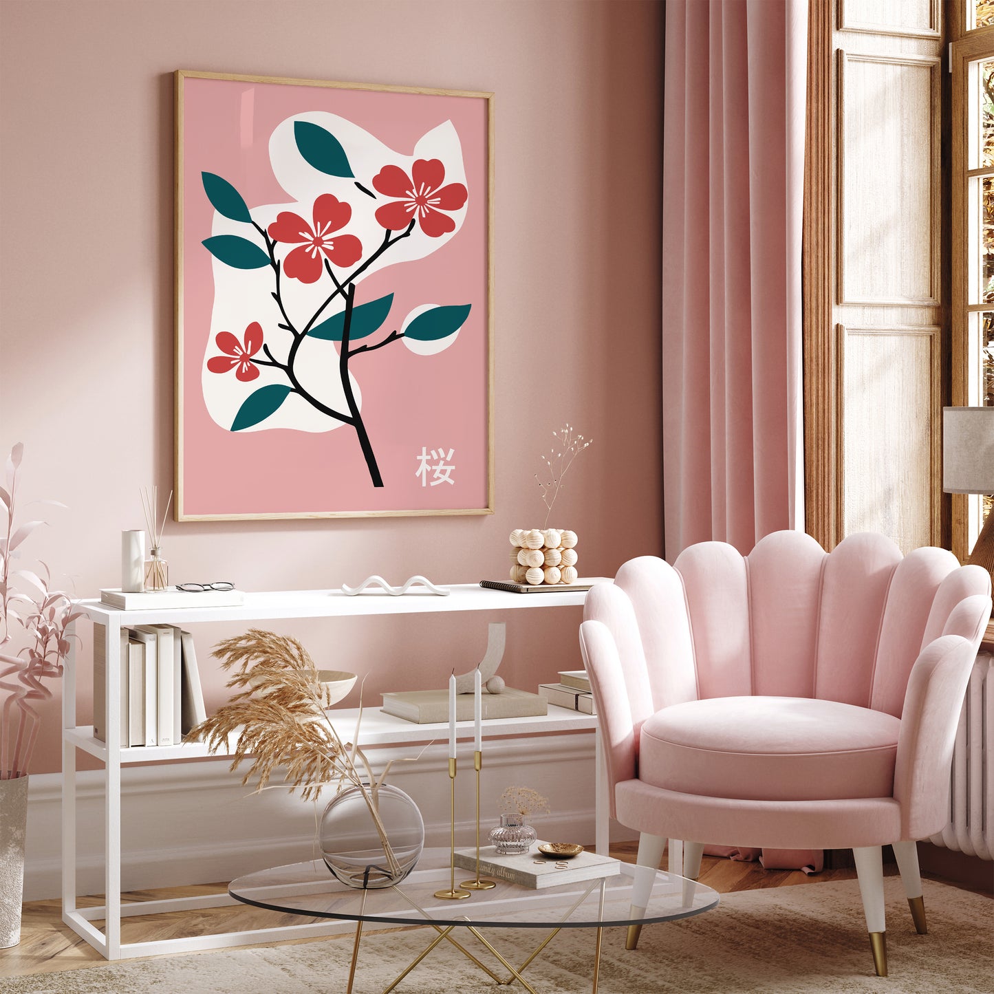 Cherry Blossom Floral Japanese Art Print