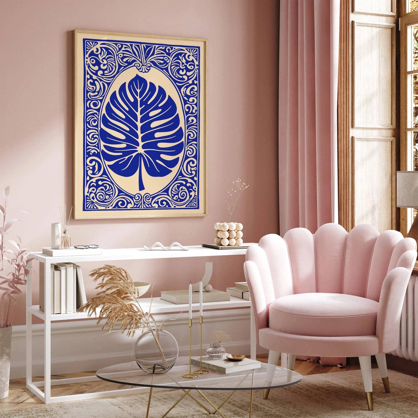 Blue Monstera Leaf - Rococo Revival Print