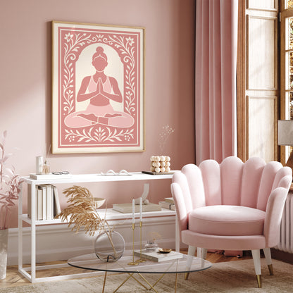 Pink Feminine Yoga Art Print