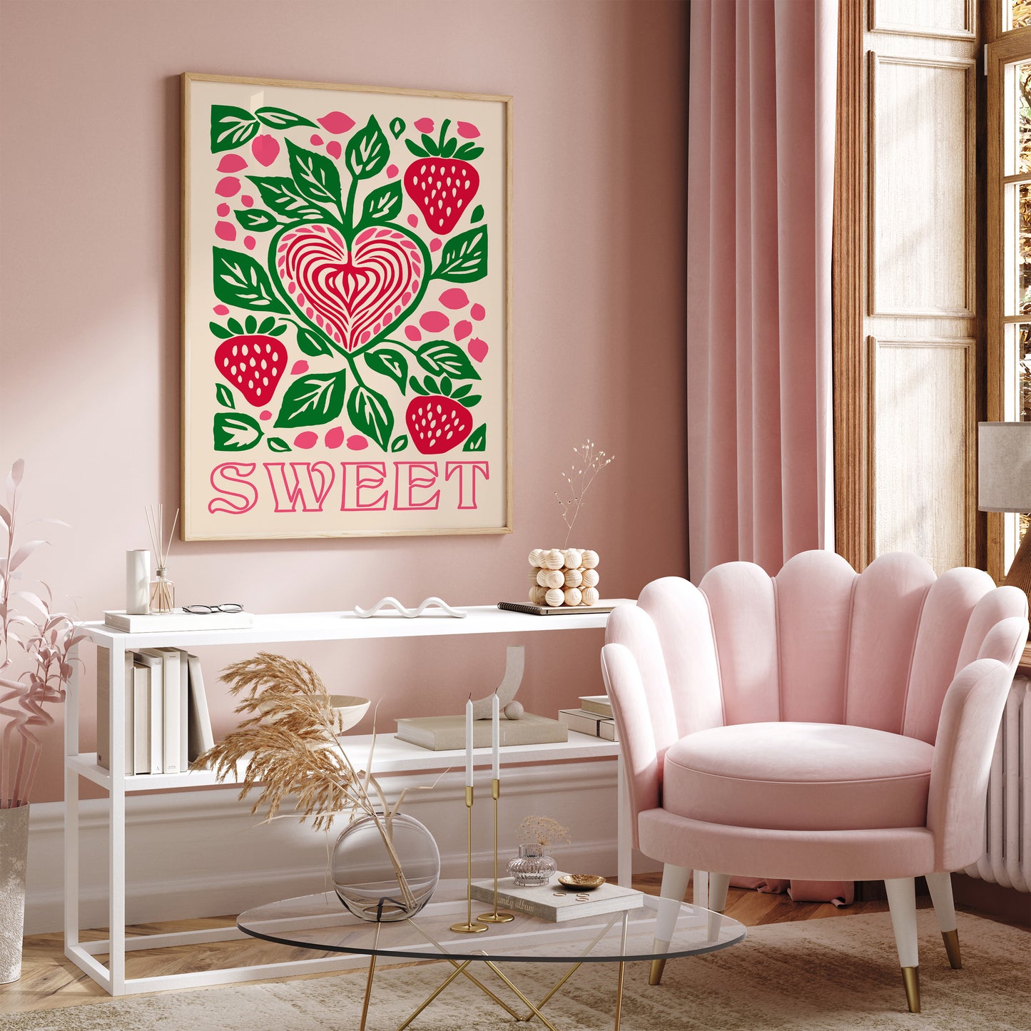 Retro Sweet Strawberry Poster 2024