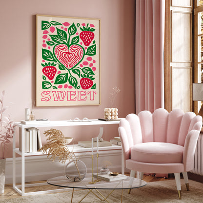 Retro Sweet Strawberry Poster 2024