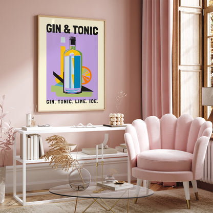 Gin & Tonic Colorful Drink Art Print